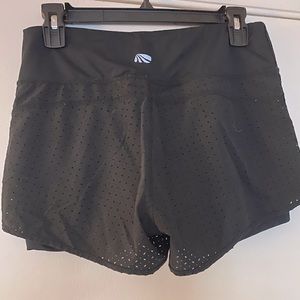 Black workout shorts with built in lining